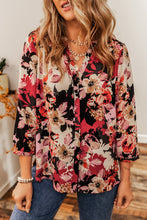 Load image into Gallery viewer, Red Floral Print Button Up Casual Shirt | Tops/Blouses &amp; Shirts
