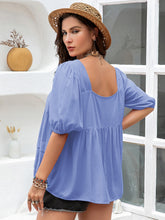 Load image into Gallery viewer, Puff Sleeve Top | Plus Size Square Neck Half Sleeve Blouse
