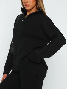 Quarter Zip Long Sleeve Top Pants Set