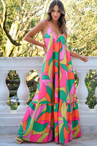 Multicolor Boho Geometric Print Sleeveless Maxi Dress | Dresses/Maxi Dresses