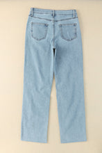 Load image into Gallery viewer, Straight Leg Jeans | Sky Blue Distressed Frayed Hem Holed
