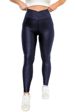 Load image into Gallery viewer, Leather Leggings | Navy Blue Dip Waist Leggings
