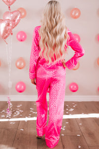 Rose 2pcs Leopard Satin Long Sleeve Pajamas Set | Loungewear & Sleepwear/Loungewear