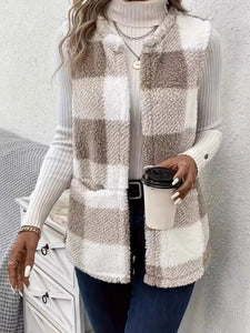 Cozy Plaid Vest Coat