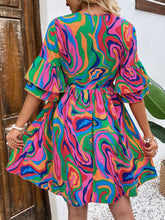 Load image into Gallery viewer, Mini Dress | Ruffled Printed V-Neck Half Sleeve Dress
