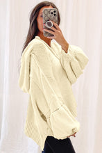 Load image into Gallery viewer, Beige Oversized Balloon Sleeve Hooded Sweater | Tops/Sweaters &amp; Cardigans
