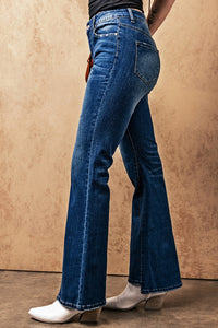 Sky Blue Medium Wash High Rise Flare Jeans | Bottoms/Jeans