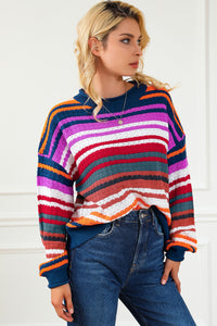 Stripe Boho Fashion Drop Shoulder Baggy Sweater | Tops/Sweaters & Cardigans