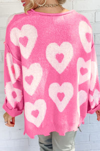 Pearl Detail Heart Sweater | Round Neck Long Sleeves