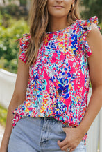 Load image into Gallery viewer, Rose Floral Print Tank Top with Ruffles | Tops/Tank Tops
