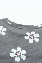 Load image into Gallery viewer, Gray Floral Cap Sleeve T-Shirt with Pocket | Tops/Tops &amp; Tees
