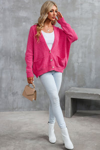 Rose Buttons Front Pocketed Sweater Cardigan | Tops/Sweaters & Cardigans