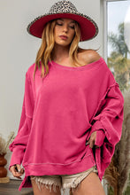 Load image into Gallery viewer, Womens Sweatshirt | PINK BiBi Washed French Terry Slit Sweatshirt | Graphic/Graphic Sweatshirts
