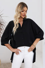 Load image into Gallery viewer, Black 3/4 Puff Sleeve Oversize Shirt | Tops/Blouses &amp; Shirts
