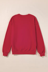 Pullover Sweatshirt | Racing Red Chenille Embroidered Top