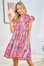 Load image into Gallery viewer, Tiered Dress | Full Size Printed Ruffle Cap Sleeve Mini Dress
