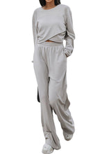 Load image into Gallery viewer, Activewear Set | Light Grey Criss Cross Crop Top and Pants
