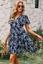 Load image into Gallery viewer, Mini Dress | Floral Notched Flutter Sleeve Mini Dress
