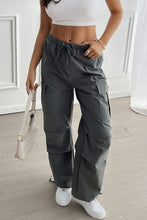 Load image into Gallery viewer, Devine Drawstring Wide Leg Pants with Cargo Pockets
