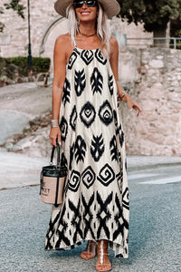 Black Western  Aztec Printed Fashion Vacation Sundress | Dresses/Maxi Dresses