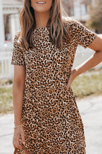 Load image into Gallery viewer, Leopard Print Short Sleeve A-line Mini Dress
