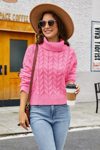 Load image into Gallery viewer, Turtleneck Cable-Knit Long Sleeve Sweater
