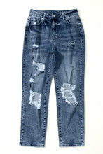 Load image into Gallery viewer, High Waist Slim Fit Jeans | Blue Light Wash Frayed Jeans
