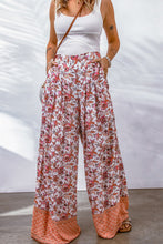 Load image into Gallery viewer, Fiery Red Floral Print Shirred High Waist Wide Leg Pants | Bottoms/Pants &amp; Culotte
