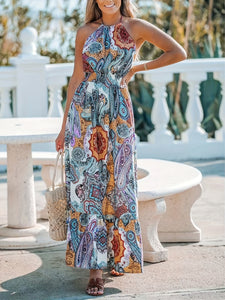 Maxi Dress | Printed Halter Neck Dress