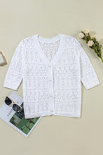 Load image into Gallery viewer, Cardigan Sweater | Openwork V-Neck Half Sleeve Cardigan
