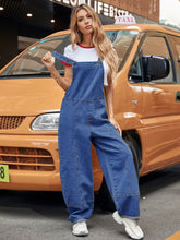 Load image into Gallery viewer, Wide Strap Wide Leg Denim Overalls
