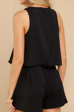 Load image into Gallery viewer, Black O Neck Ruffle Romper
