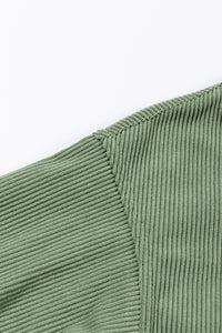 Womens Sweatshirt | Green Ribbed Oversized