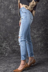 Ripped Skinny Jeans | Light Blue Vintage Distressed