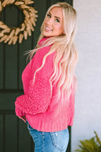 Load image into Gallery viewer, Pink Ribbed Turtleneck Fuzzy Sleeve Knit Sweater | Tops/Sweaters &amp; Cardigans
