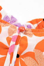 Load image into Gallery viewer, Orange Ruffled Sleeve Smocked Floral Top | Tops/Blouses &amp; Shirts
