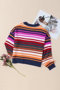 Stripe Boho Fashion Drop Shoulder Baggy Sweater | Tops/Sweaters & Cardigans