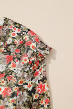 Load image into Gallery viewer, Babydoll Top | Khaki V Neck Ruffled Floral Blouse

