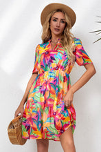 Load image into Gallery viewer, Floral Dress | Notched Neck Short Sleeve Dress
