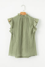 Load image into Gallery viewer, Flutter Sleeve Blouse | Mist Green V Neck Textured Top
