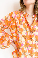 Load image into Gallery viewer, Floral Print Top | Orange Loose Sleeve Shirt
