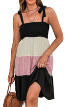 Load image into Gallery viewer, Mini Dress | Black Multicolor Smocked Color Block Sleeveless
