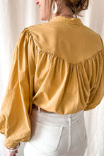 Load image into Gallery viewer, Puff Sleeve Top | Yellow Pleated Loose Shirt
