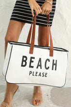 Load image into Gallery viewer, White BEACH PLEASE Print Large Canvas Tote Bag | Shoes &amp; Bags/Handbags
