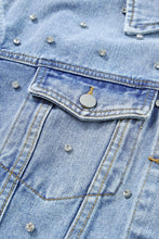 Load image into Gallery viewer, Rhinestone Denim Jacket | Mist Blue Studded Denim
