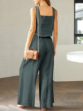 Load image into Gallery viewer, Womens Pants Set-Square Neck Top and Wide Leg Pants Set | pants set
