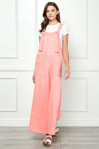 Pink Overalls | Wide Strap French Terry Overalls