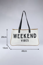 Load image into Gallery viewer, White WEEKEND VIBES Canvas Tote
