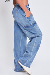 Cargo Jeans | High-Rise Straight Cargo Blue Jeans
