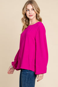 Magenta Pink Balloon Sleeve Top